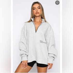 White Fox Caught Up With You Zip Front Sweater